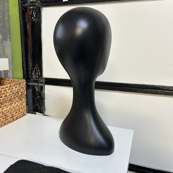 Mannequin/Wig Head, Stand or Display, Black Plastic, 15 inches - Picture 3 of 4